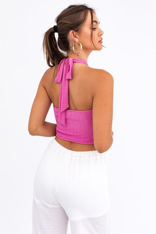 halter cutout crop top-Tops-Sleeveless-Le Lis-RK Collections Boutique