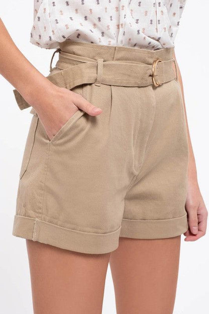 high waist belted cargo shorts-Shorts-Blu Pepper-tarpiniangroup