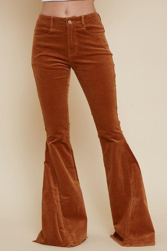high waist corduroy bell bottoms-Jeans-Saints & Hearts-Cognac-SIP6144A-1-RK Collections Boutique