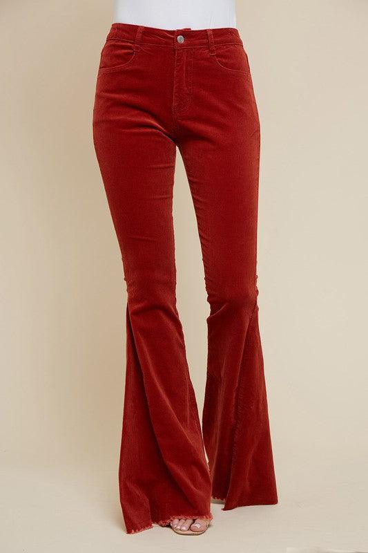 high waist corduroy bell bottoms-Jeans-Saints & Hearts-Rust-SIP6144A-10-RK Collections Boutique