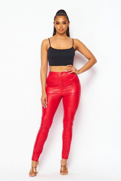 high waist leather skinny pants - RK Collections Boutique