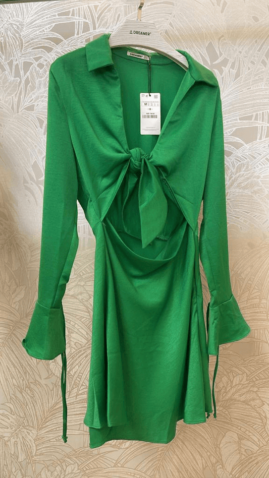 cutout tie front shirt dress - RK Collections Boutique