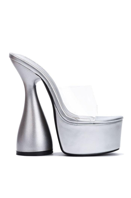 clear strap platform round chunky heel shoes