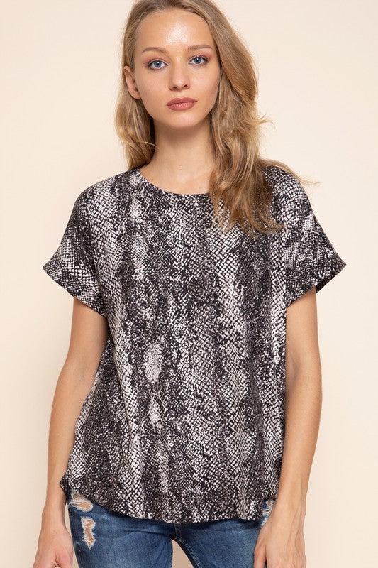 Jersey snake print top-Tops-Short Sleeve-Mittoshop-RK Collections Boutique
