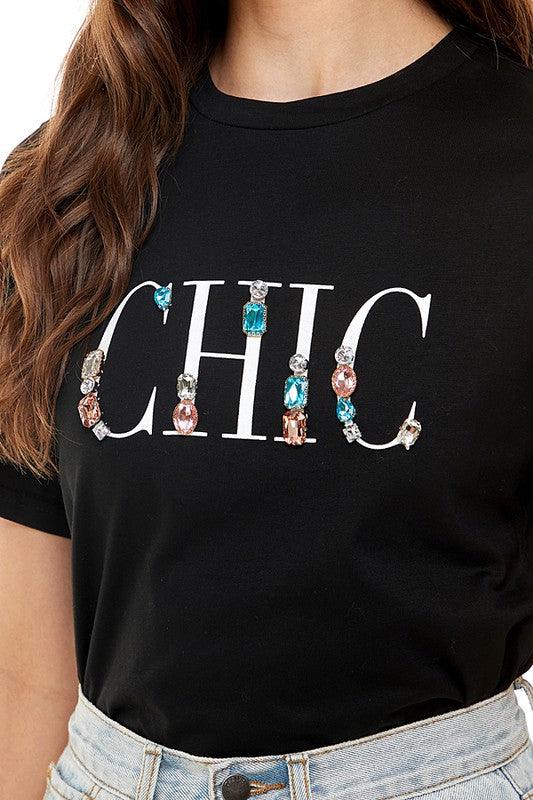 jeweled graphic CHIC t shirt