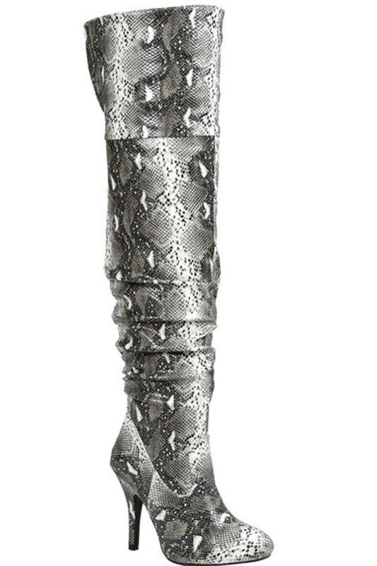 Knee high scrunch stiletto boot-Shoe:TallBoot-Forever-Snake-Focus-33-10-RK Collections Boutique