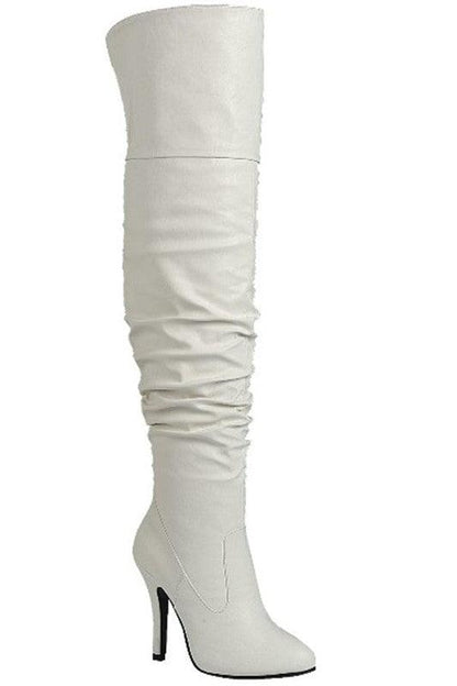 Knee high scrunch stiletto boot-Shoe:TallBoot-Forever-White-Focus-33-10-RK Collections Boutique