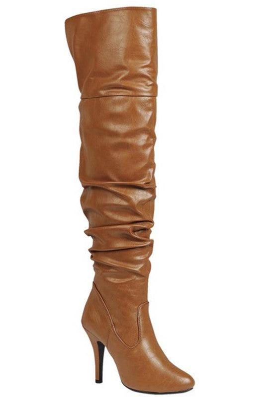 Knee high scrunch stiletto boot-Shoe:TallBoot-Forever-RK Collections Boutique