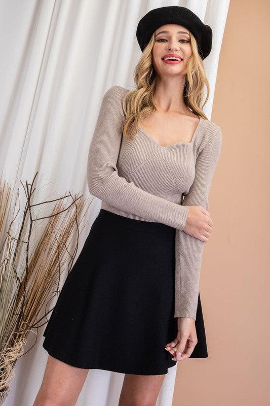 knit a-line sweater skirt-Skirts-eesome-RK Collections Boutique