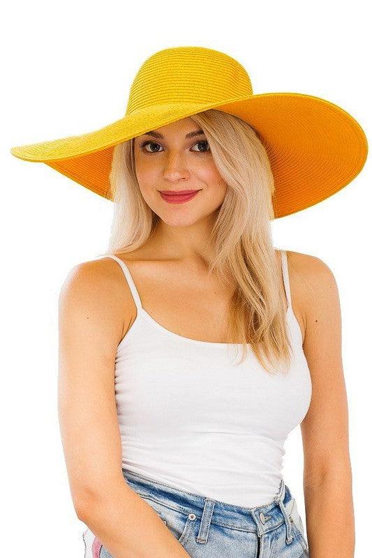 Large straw sun hat-Accessory:Hat-Cap Zone-Gold-SN-1073-3-RK Collections Boutique