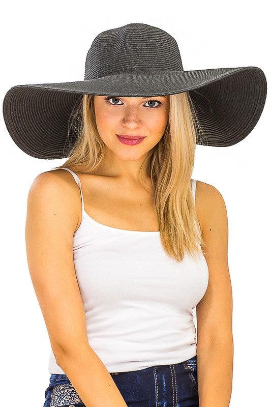 Large straw sun hat-Accessory:Hat-Cap Zone-Black-SN-1073-2-alomfejto