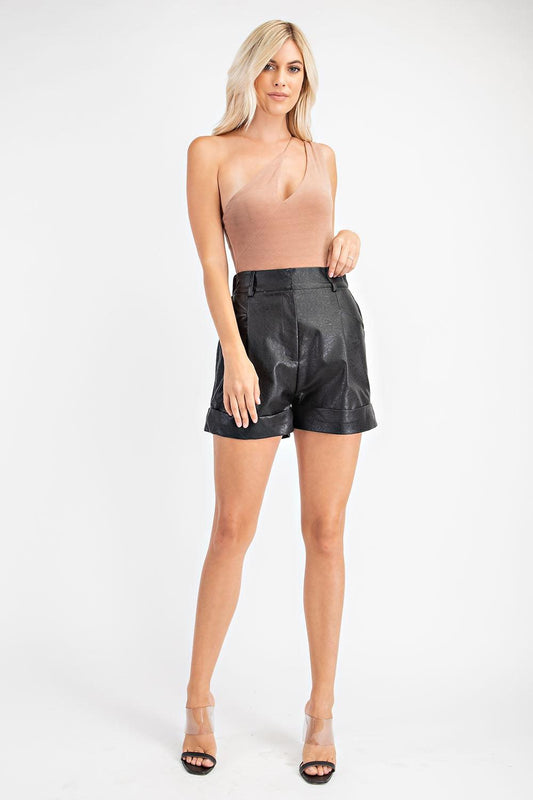Leather High-rise Shorts-Shorts-Glam-tikolighting