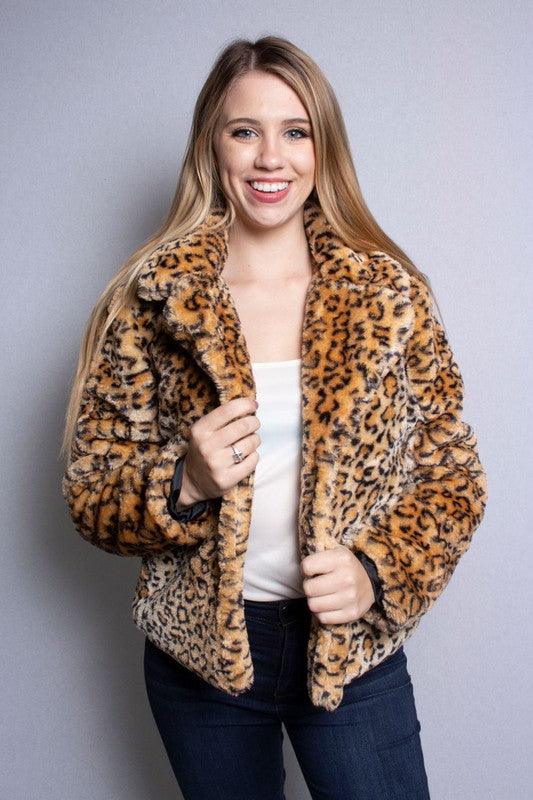 leopard print faux fur coat - tarpiniangroup