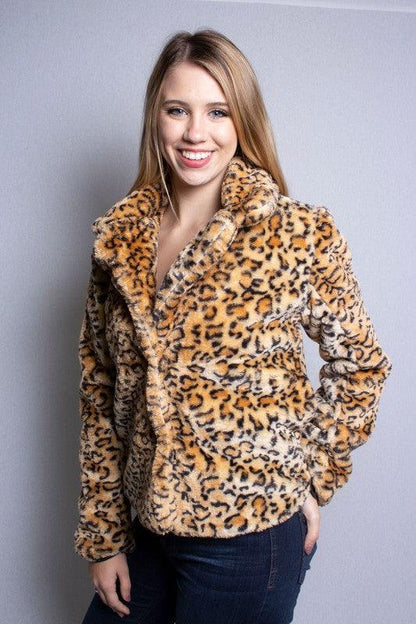 leopard print faux fur coat - alomfejto