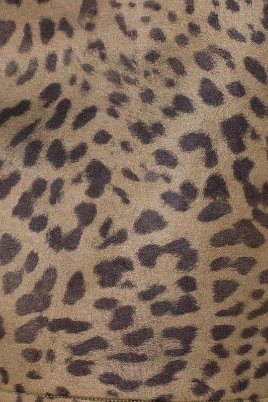 Leopard print suede mini skirt-Skirts-Gilli-tikolighting