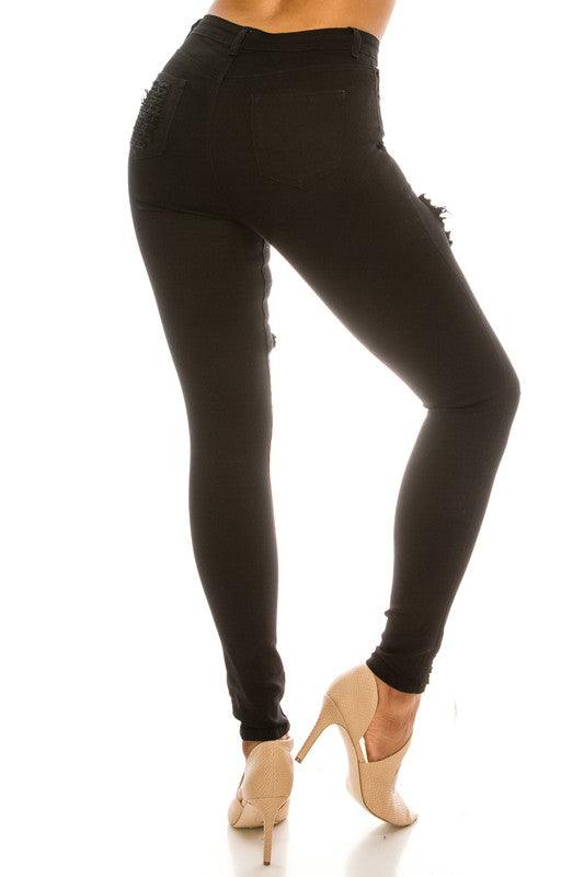 high waist destroyed skinny jeans LO-177-Jeans-Lover Brand-RK Collections Boutique