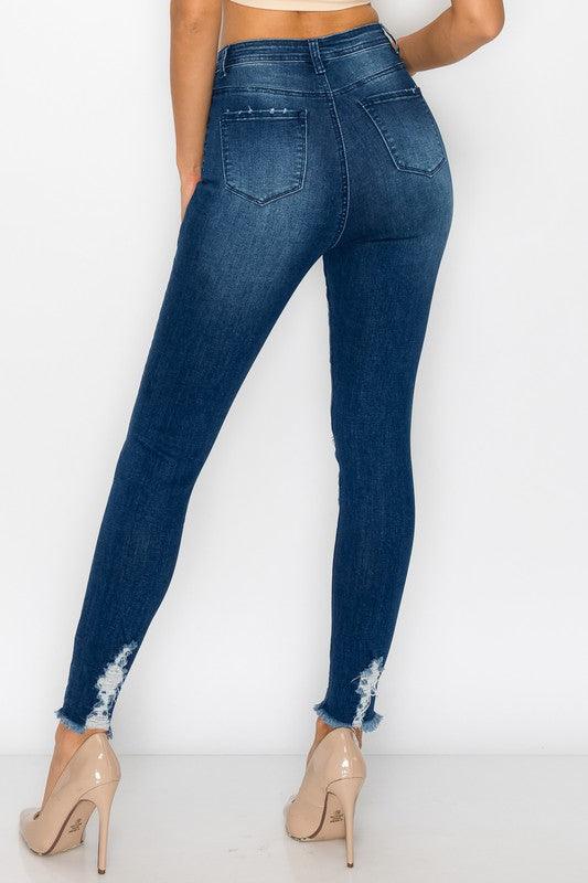 High waist ripped skinny jeans LO-181-Jeans-Lover Brand-RK Collections Boutique