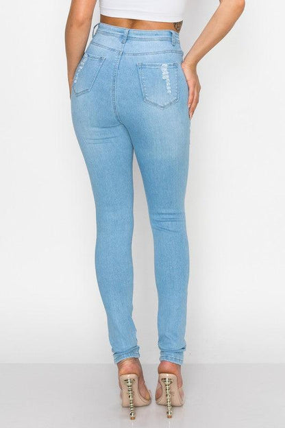 high waist distressed skinny jeans LO-182-Jeans-Lover Brand-RK Collections Boutique