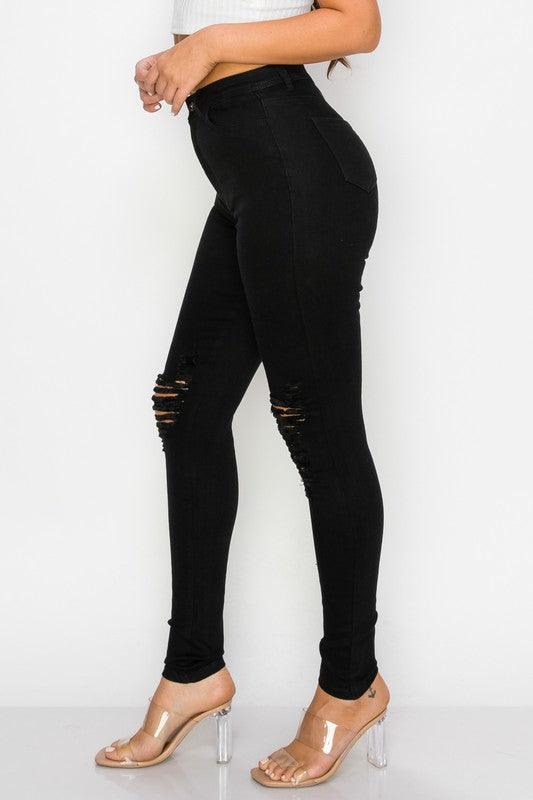 LO-201 high waist stretch distressed skinny jeans - alomfejto