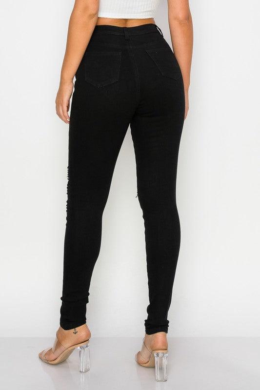 LO-201 high waist stretch distressed skinny jeans - RK Collections Boutique