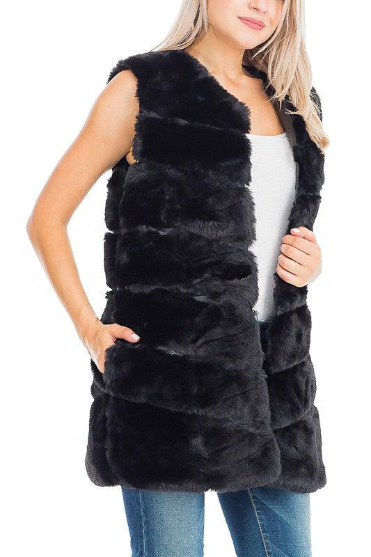 long faux fur puffer vest - tikolighting