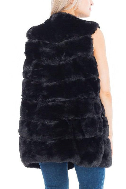 long faux fur puffer vest - alomfejto
