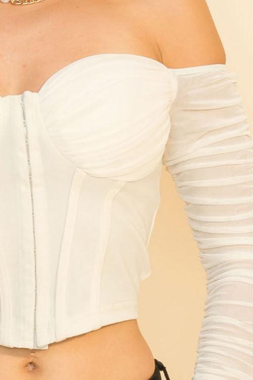 Larsa Mesh Corset Long Sleeve Top in Grey – Penderié, Inc.