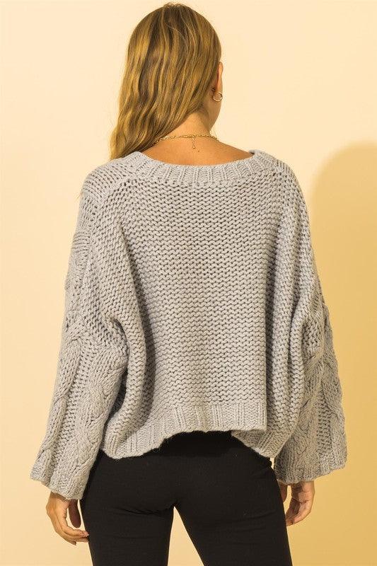 long sleeve cropped knit sweater - RK Collections Boutique
