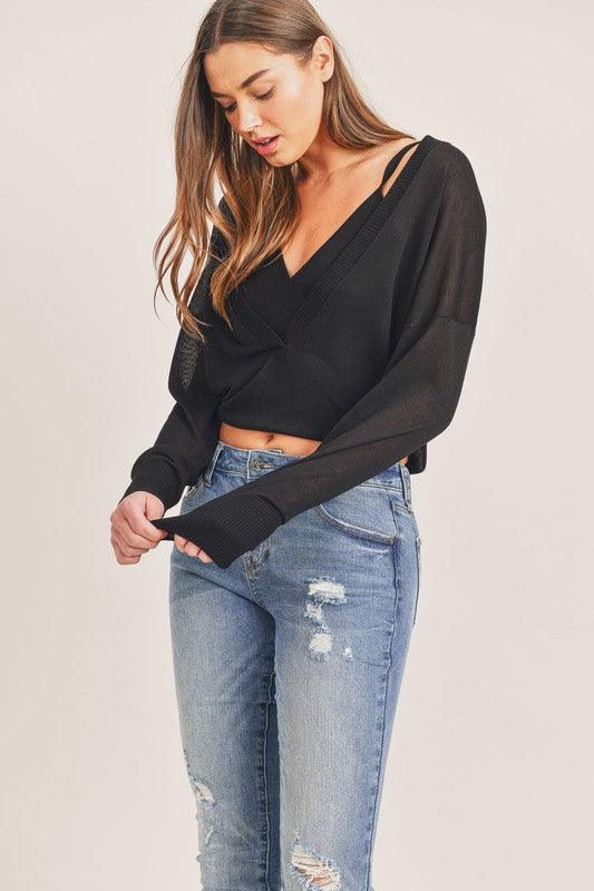 long sleeve knit two in one top - RK Collections Boutique