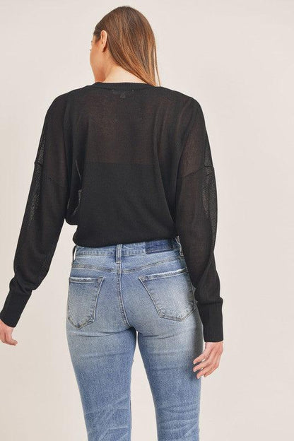 long sleeve knit two in one top - RK Collections Boutique
