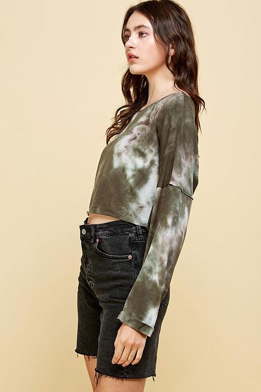 Long sleeve tie dye crop top - RK Collections Boutique