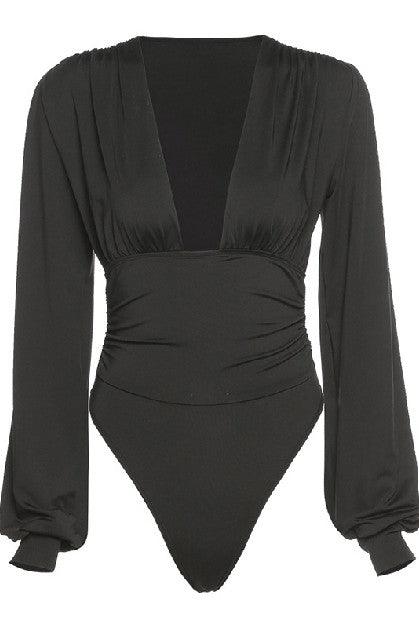Low-cut V-neck Bodysuit-Tops-Bodysuit-Steven Ella-RK Collections Boutique