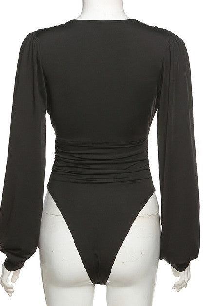 Low-cut V-neck Bodysuit-Tops-Bodysuit-Steven Ella-RK Collections Boutique