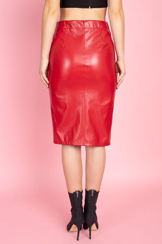 Moto zip detail midi faux leather skirt-Skirts-Reveuse-RK Collections Boutique