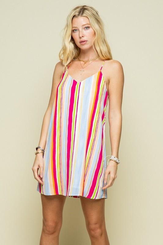 multi color stripe tank dress-Dress-Style Rack-Fuchsia Multi-SD110164-1-RK Collections Boutique