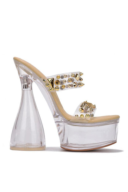 studded clear chunky round heel platform shoes - RK Collections Boutique