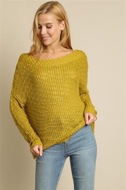 Off Shoulder Sweater Top-Tops-Sweater-L Love-Mustard-LV1238-4-RK Collections Boutique