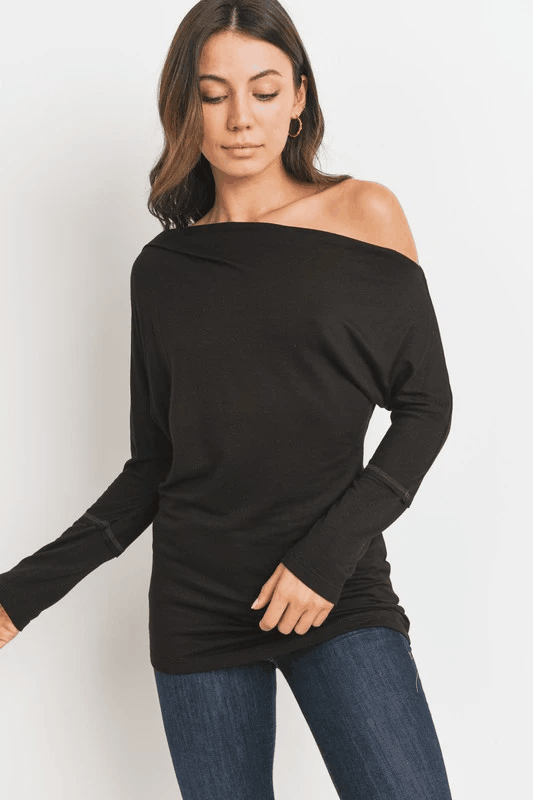 off the shoulder asymmetrical jersey top - RK Collections Boutique