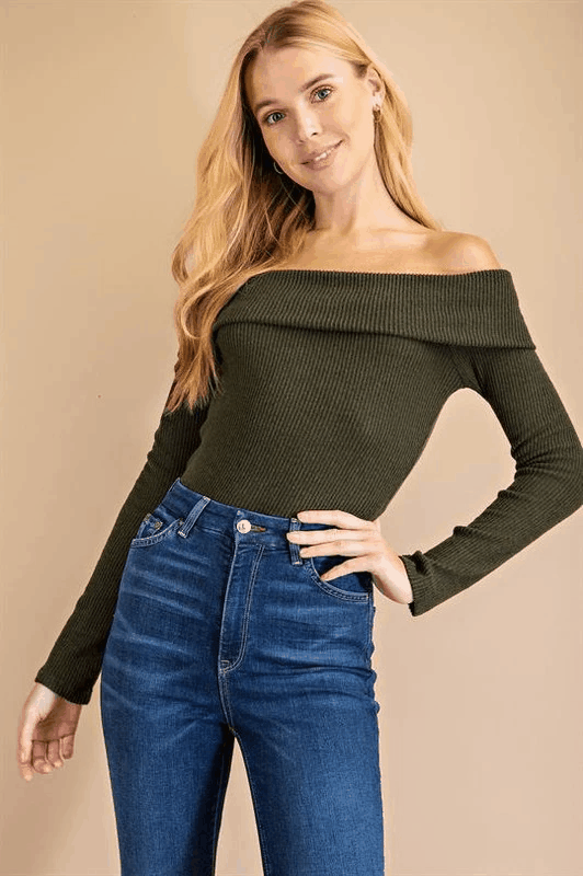 off the shoulder knit sweater bodysuit - tarpiniangroup