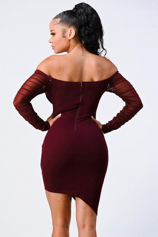 off the shoulder ribbed asymmetrical bodycon dress Black / SMALL off the shoulder ribbed asymmetrical bodycon dress Black / SMALL