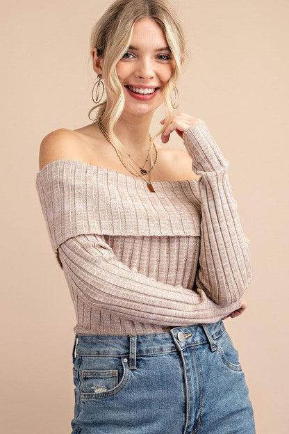 off the shoulder ribbed knit bodysuit - tarpiniangroup