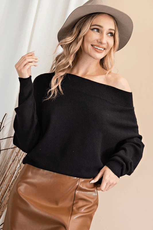 off the shoulder ribbed sweater - alomfejto