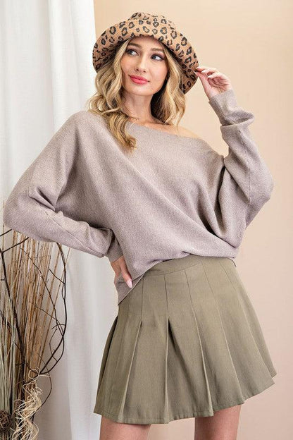 off the shoulder ribbed sweater - RK Collections Boutique