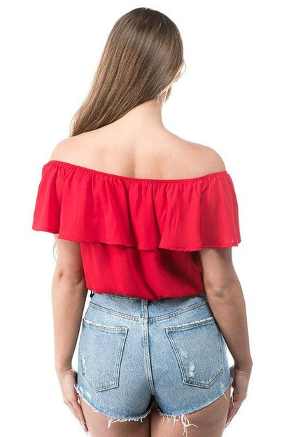 off the shoulder ruffle bodysuit-Tops-Bodysuit-DAY G-RK Collections Boutique