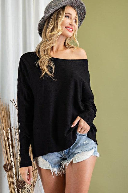 off the shoulder wide neck sweater-Tops-Sweater-eesome-RK Collections Boutique