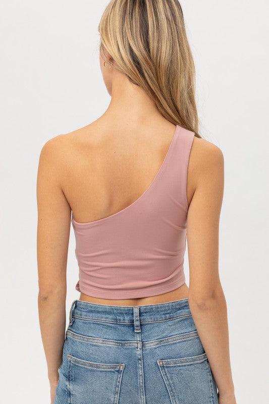 One shoulder side tie crop top-Tops-Sleeveless-Love Tree-RK Collections Boutique