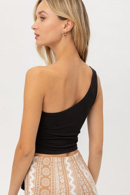 One shoulder side tie crop top-Tops-Sleeveless-Love Tree-RK Collections Boutique