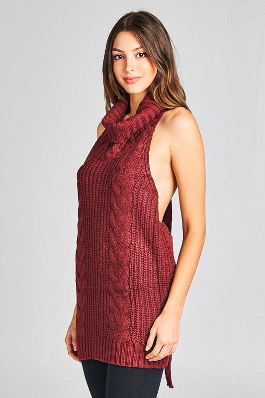 open back turtleneck sweater tunic - RK Collections Boutique