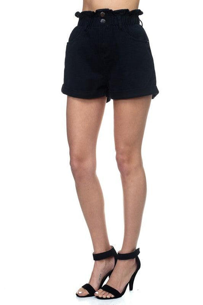 paper bag high waist denim shorts-Shorts-Denim BLVD-tarpiniangroup