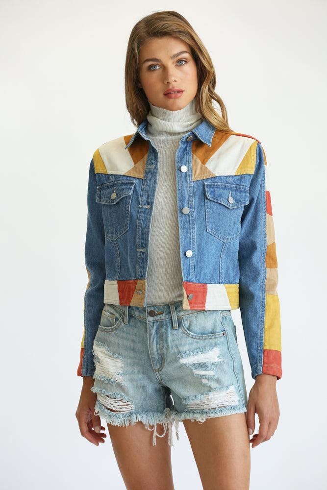 patchwork denim jacket - RK Collections Boutique